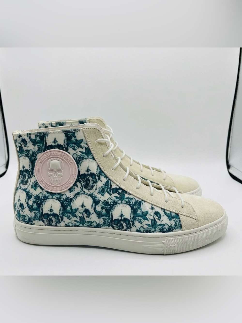 Silver Dagger Men’s 10 Skull Print Leather Sneaker Boots High Top